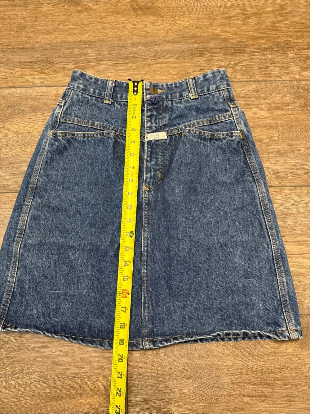 Marithe Francois Girbaud Dark Indigo Denim A-Line Skirt